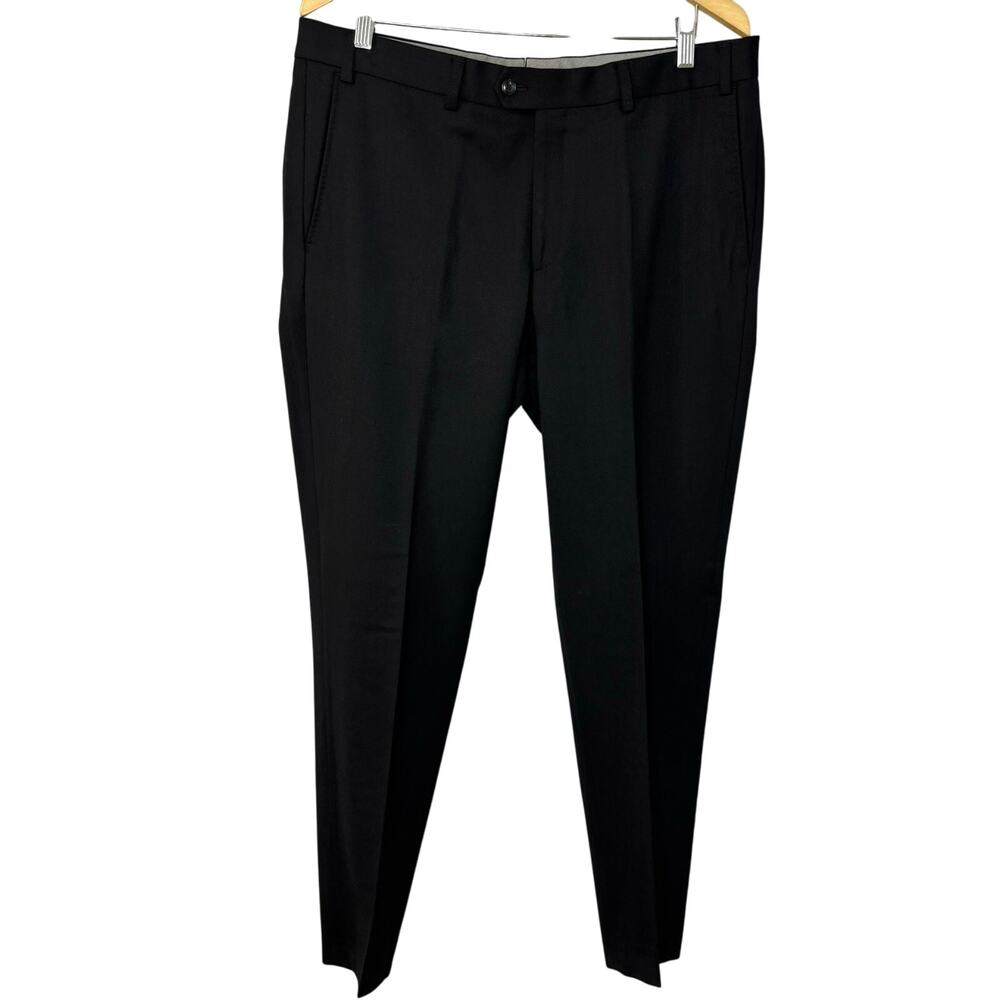 Hiltl Men's Perfetto Wool Blend Dress Trouser Pants Black 36x32 Black Business